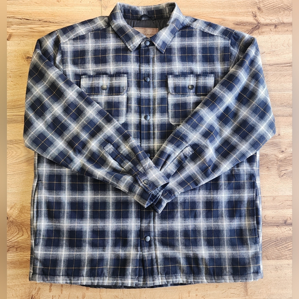 Rugged Elements Utility Jacket Men Size XL Plaid Camping Cotton Blend